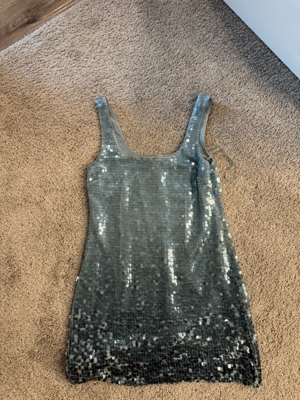 Shimmering Teal Sequin Tank Mini Dress